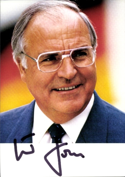 Postcard politician Helmut Kohl, Federal Chancellor, portrait, autograph