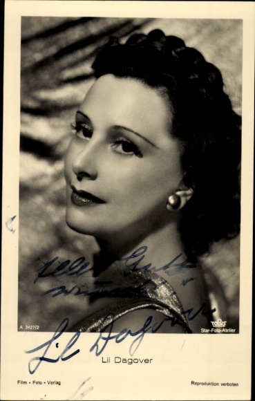 Postcard actress Lil Dagover, Tobis film, portrait, autograph