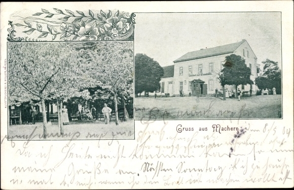 Postcard makers in Saxony, inn, garden party