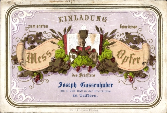 Passepartout Ak Triftern in Niederbayern, Mess-Opfer, Joseph Gassenhuber, Pfarrkirche