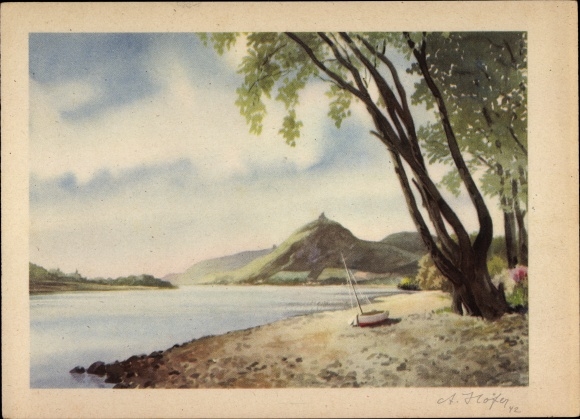 Artist PC Höfer, A., Bonn am Rhein, &quot;Rhine near Bonn&quot;