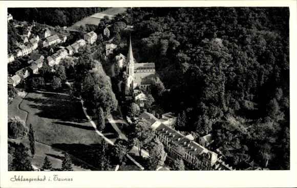 Postcard Schlangenbad in the Taunus Hessen, aerial photograph