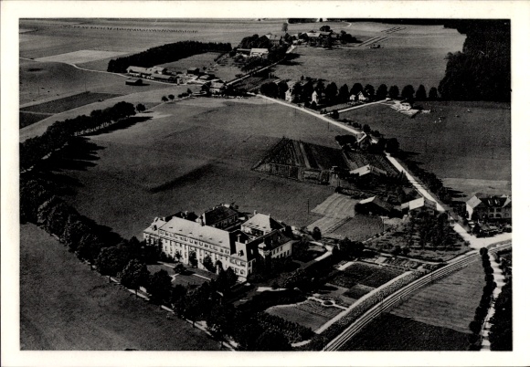 Postcard Traunstein in Upper Bavaria, aerial photograph, Municipal Hospital Cuno Niggelstraße