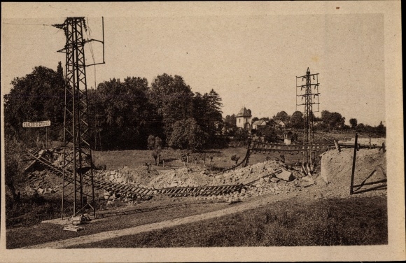 Postcard Chalon sur Saône Saône et Loire, The St. Remy Railway Bridge, destroyed by the Germans