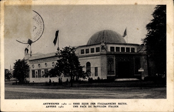 Postcard Antwerp Antwerp Flanders, One side of the Italian Pavilion, World Exhibition 1930