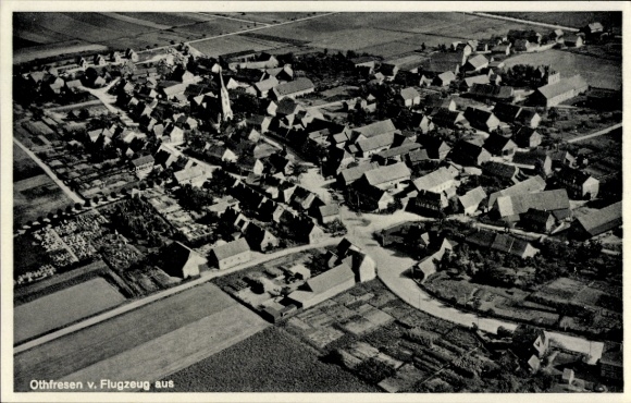 Postcard Othfresen Liebenburg Lower Saxony, aerial photograph of the village, church