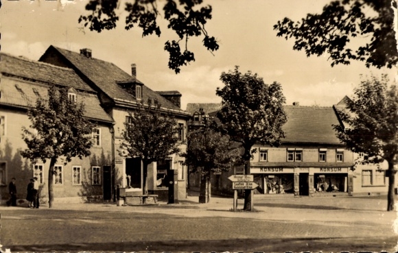 Postcard Blankenhain in Thuringia, Ernst Thälmann Street, consumer goods store