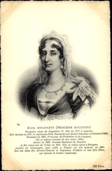 Postcard Elisa Bonaparte, Princess of Lucca and Piombino and Grand Duchess of Tuscany