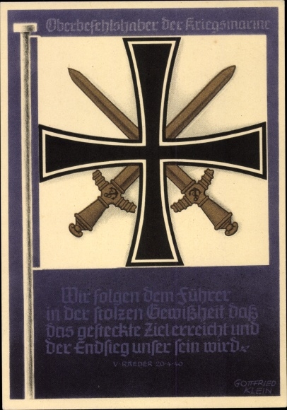Artist PC small, G., standards d. German Wehrmacht, Commander-in-Chief of the Navy, Raeder