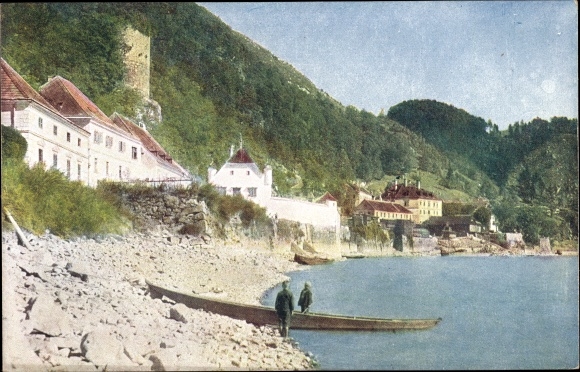 Postcard Sarmingstein St. Nikola Upper Austria, banks of the Danube