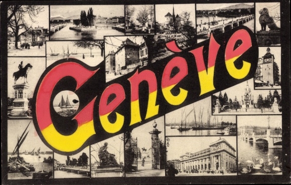 KP Genève Genewa Szwajcaria, różne widoki, zdjęcia czarno-białe,