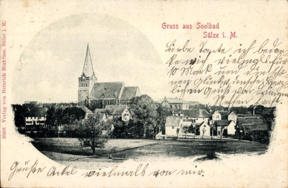 Postcard Bad Sülze in Mecklenburg, general view, Art Nouveau allegory morning