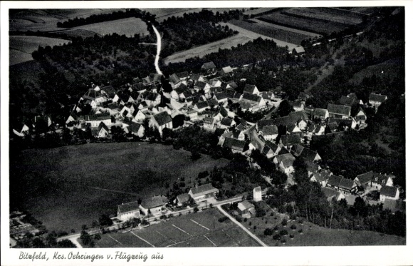 Postcard Bitzfeld Bretzfeld in Württemberg, aerial photograph