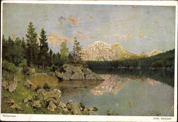 Artist Postcard Strützel, Otto, Ramsau in Berchtesgadener Land Upper Bavaria, Hintersee