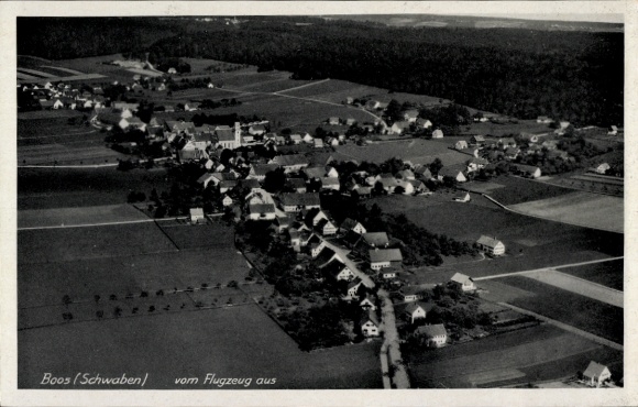 Postcard Boos in Swabia, aerial photograph