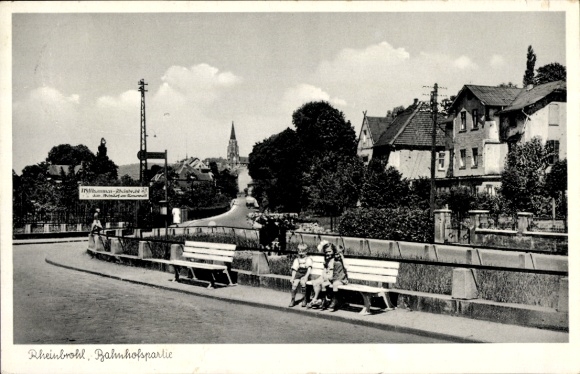 PC Rheinbrohl in Rhineland Palatinate, street area at the train station, bus stop