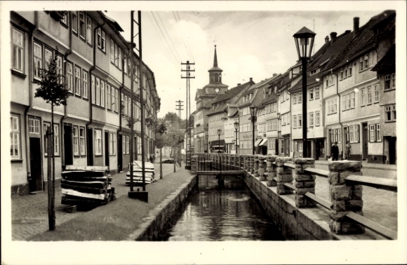 Postcard Schmalkalden, view over Weidebrunner Gate, bridge