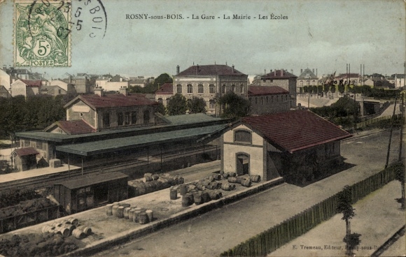CPA Rosny sous Bois Seine Saint Denis, Gare, Mairie, Écoles