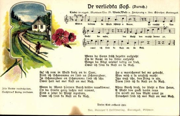 30 individual song cards, Anton Günther