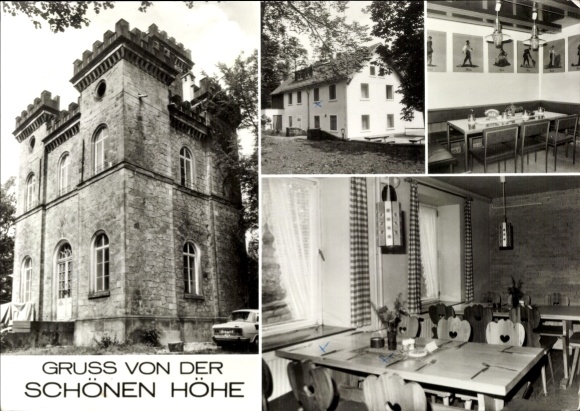 Postcard Elbersdorf Porschendorf Dürröhrsdorf Dittersbach Saxony, castle, inn, dining room, dining...
