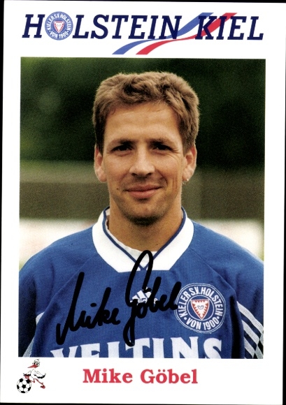 Autograph card footballer Mike Göbel, Holstein Kiel, autograph