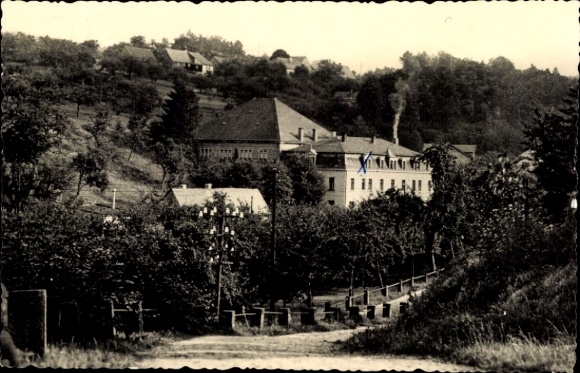 Ak Rosenthal Bielatal Saksisch Zwitserland, cultureel centrum, landschap, bomen, pad, gebouw