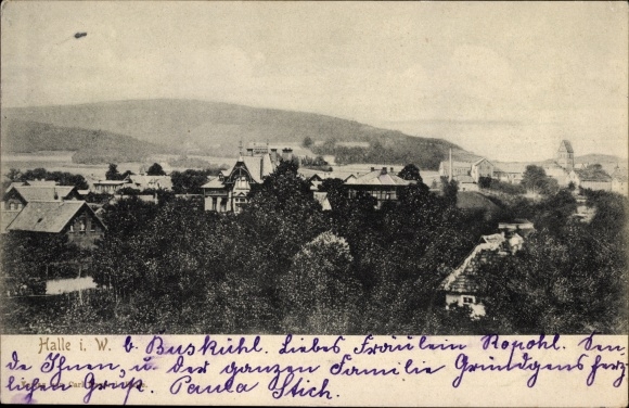 Ak Halle in Nordrhein Westfalen, Blick auf Ortschaft und Umgebung