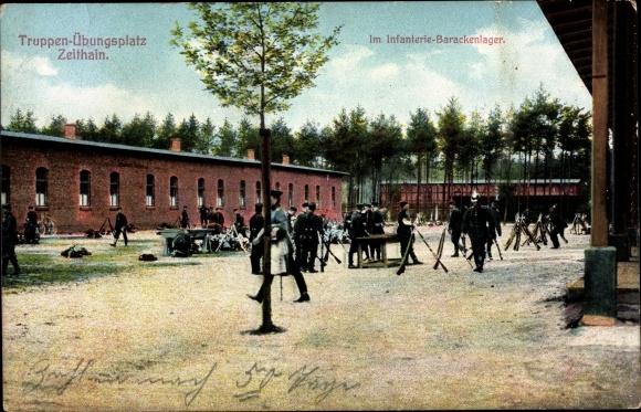 Postcard Zeithain in Saxony, military training area, infantry barrack camp