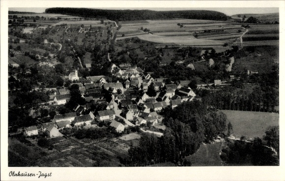 Postcard Olnhausen Jagsthausen an der Jagst Württemberg, aerial photograph