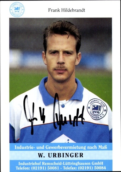 Autograph card footballer Frank Hildebrandt, FC Remscheid, autograph