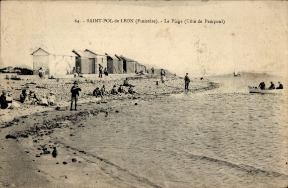 Postcard Saint Pol de Leon Finistère, La Plage, Cote de Pempoul