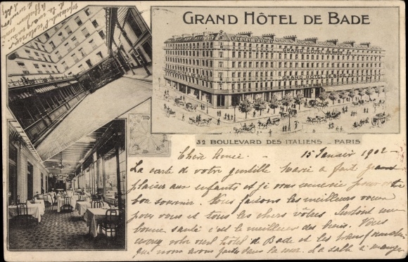 Ak Paris II, Grand Hotel de Bade, Boulevard des Italiens