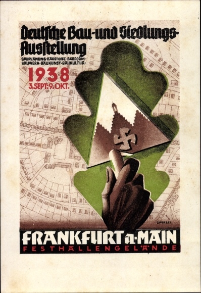 Ak Frankfurt am Main, Deutsche Bau und Siedlungsausstellung 1938, Festhallengelände, Maurerkelle