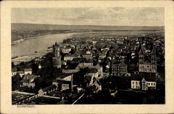 Postcard Andernach am Rhein, city view of the Rhineland landscape, historical buildings