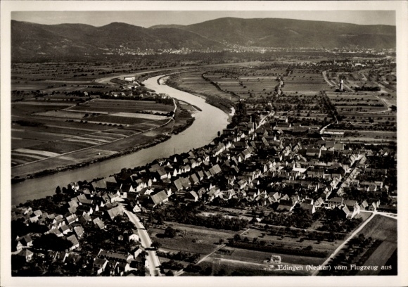 Postcard Edingen, aerial photograph