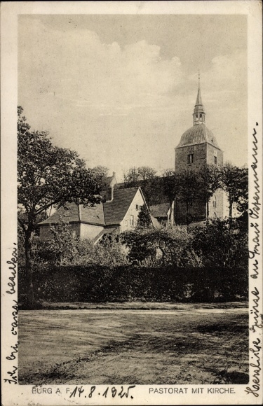 Postcard castle on the island of Fehmarn, pastorate, church