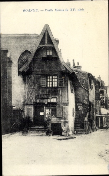 Ak Roanne Loire, historisches Fachwerkhaus, 15. Jahrhundert, schwarze und weiße Fassade