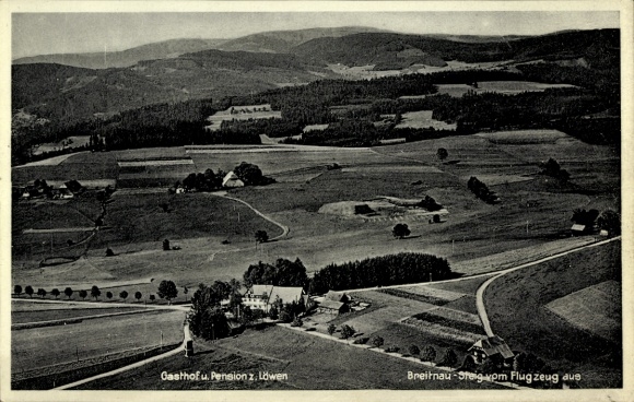 Ak Breitnau im Schwarzwald, Fliegeraufnahme, Gasthof und Pension zum Löwen