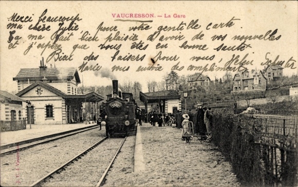 Ak Vaucresson Hauts de Seine, Bahnhof, Lokomotive.