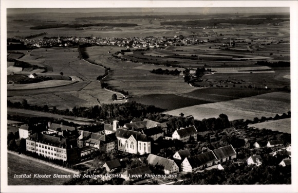 Postcard Siessen Sießen Bad Saulgau in Upper Swabia, aerial photograph, Institute Kloster Siessen