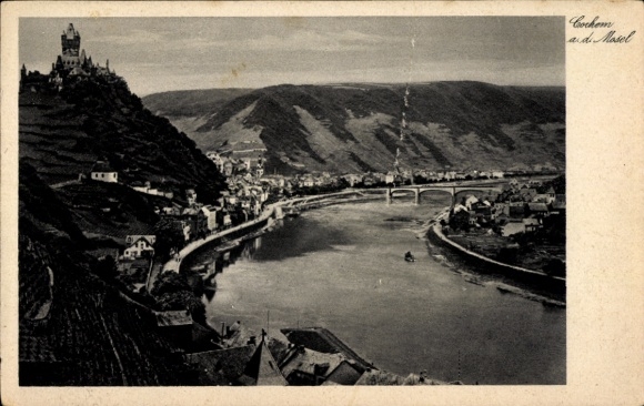 Ak Cochem an der Mosel, Blick auf Cochem, Mosel, Fluss, Brücke, Burg