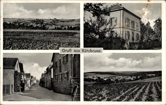 Postcard Kützbrunn Grünsfeld in Baden, general view, partial views