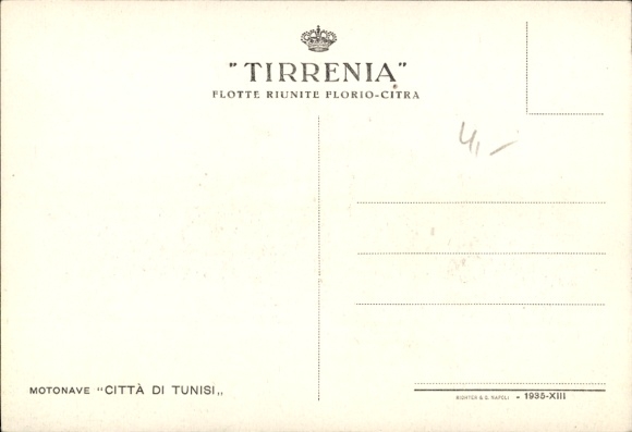 Ak passagiersschip Città di Tunisi, Tirrenia
