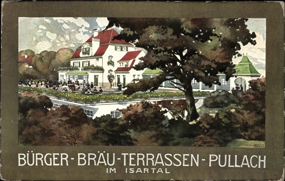 Artist PC Pullach in the Isar valley in Upper Bavaria, Bürger Bräu terraces