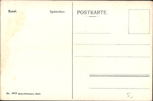 Postcard Bâle Basel Stadt Schweiz, Spalentor, Tram