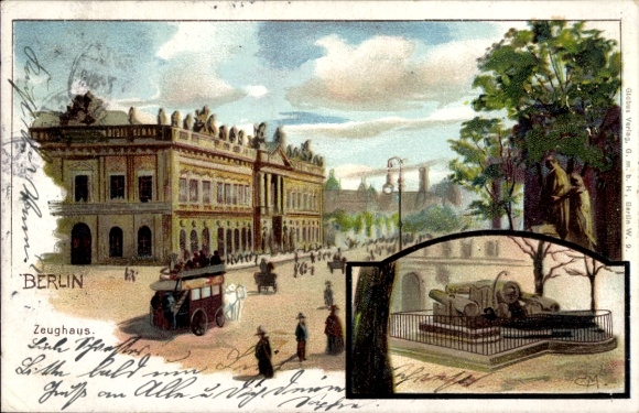 Artist Chromo-Litho Münch, C., Berlin Mitte, Unter den Linden, armory, cannon