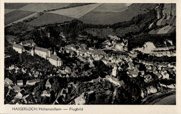 Ak Haigerloch im Zollernalbkreis, Flugbild von  Hohenzollern, Luftaufnahme