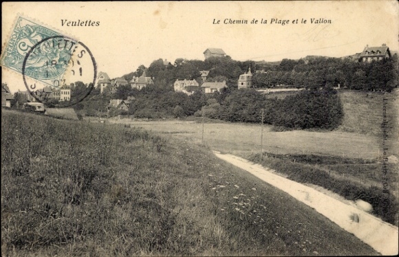 Postcard Veulettes sur Mer Seine Maritime, Chemin de la Plage, le Valion
