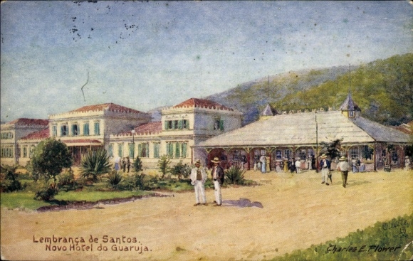 Artists Postcard Flower, Charles, Santos Brazil, Lembranca, Novo Hotel do Guaruja