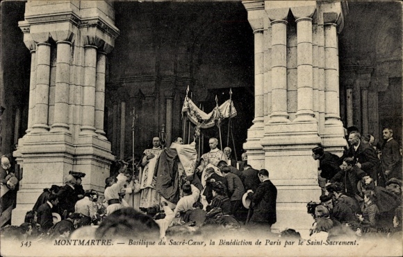 Ak Paris XVIII. Viertel Buttes-Montmartre, Basilika Sacré-Coeur, La Benediction de Paris